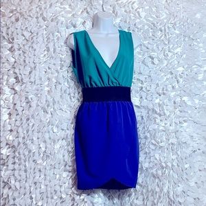 Guess vintage Block teal/blue cocktail dress